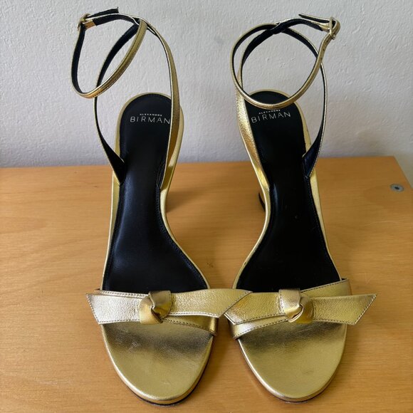 Alexandre Birman Clarita Bell 85MM Metallic Leather Sandals in Golden - Picture 2 of 7